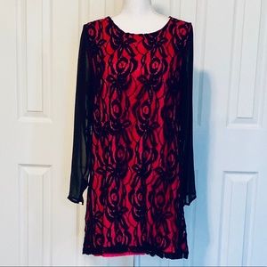 🖤💕 Worthington Black and Pink Lace Shift Dress